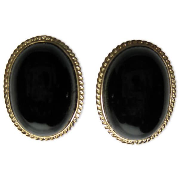 Kabella 14k Yellow Gold Oval Black Onyx Earrings On Kabella 14k Yellow Gold Oval Black Onyx Earrings