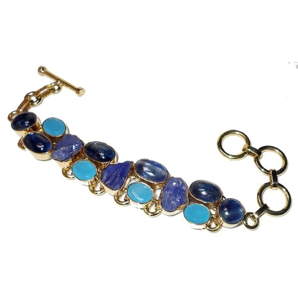 Handmade Gold Overlay Tanzanite Bracelet (India) - Blue. Opens flyout.