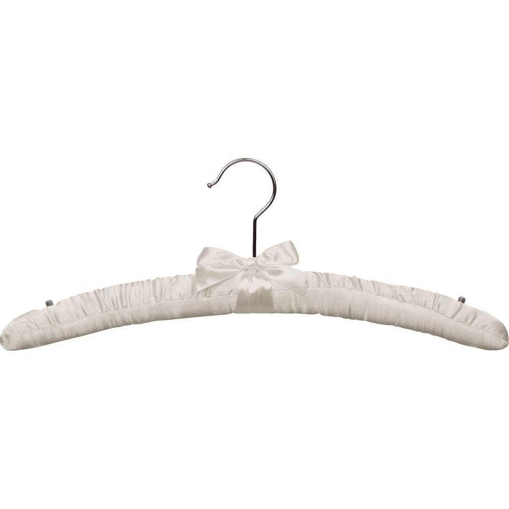 White Rubberized Wooden Suit Hanger with Solid Wood Bar, Flat 17 Inch  Rubber Coated Hangers with Chrome Swivel Hook & Notches - On Sale - Bed  Bath & Beyond - 17806613