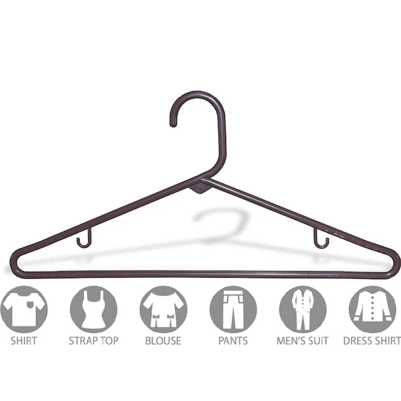 Brown Tubular Plastic Suit Hanger with Fixed Bar (Case of 72)