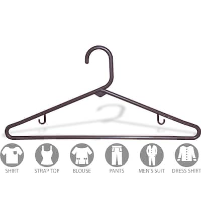 Brown Tubular Plastic Suit Hanger with Fixed Bar (Case of 72)