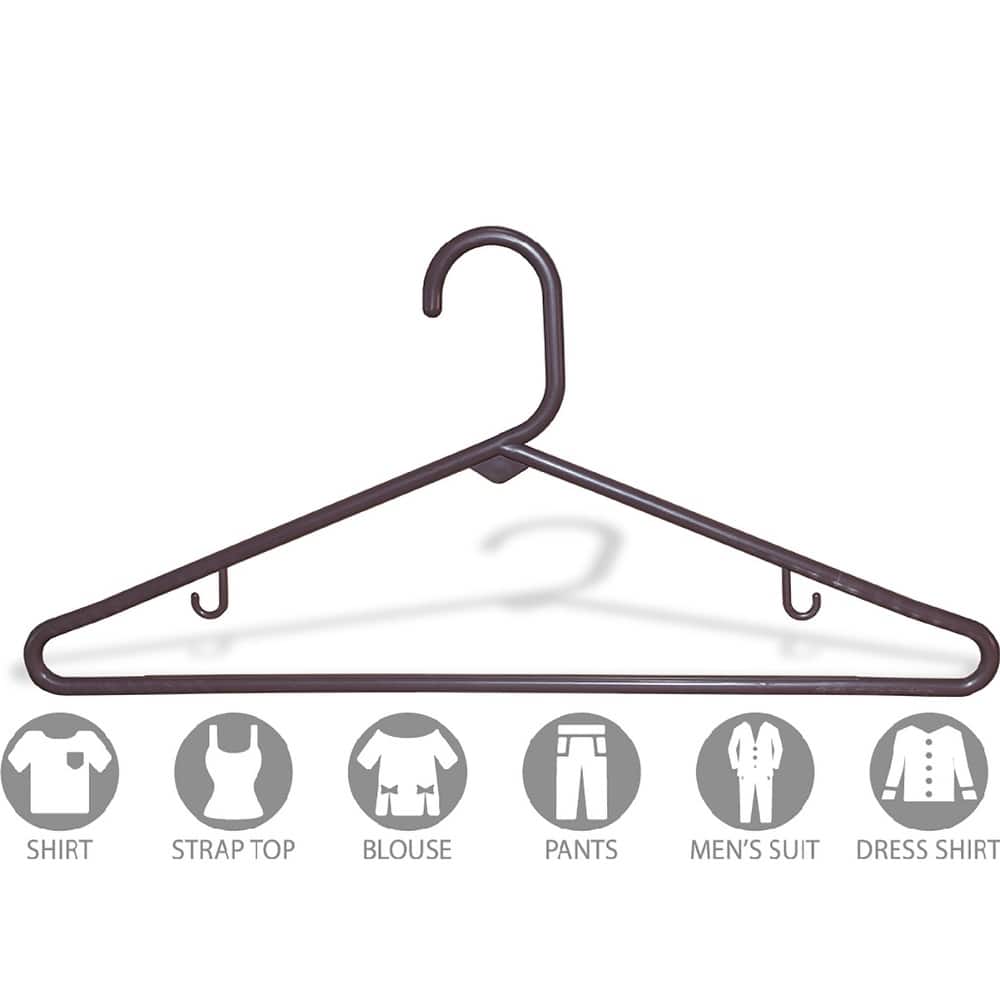 Brown Tubular Plastic Suit Hanger with Fixed Bar (Case of 72)