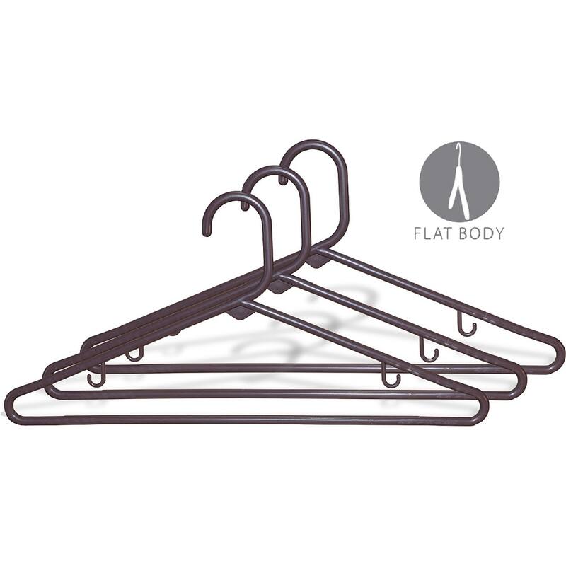 Brown Tubular Plastic Suit Hanger with Fixed Bar (Case of 72)