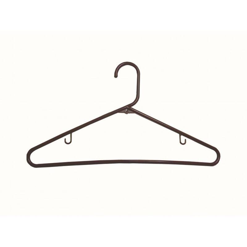 Brown Tubular Plastic Suit Hanger with Fixed Bar (Case of 72)