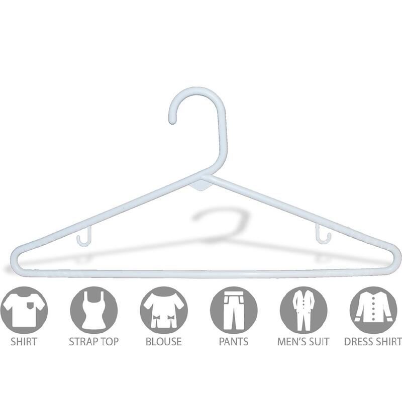 White Tubular Plastic Top Hanger, Box of 36