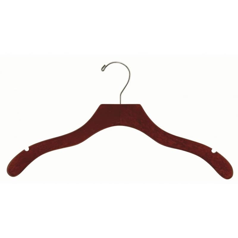 Walnut Finish Wavy Suit Hanger with Chrome Hardware (Case of 25)