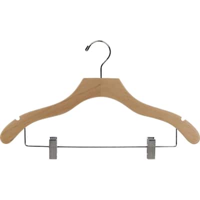Natural Wavy Combo Hanger with Clips and Notches (Box of 100)