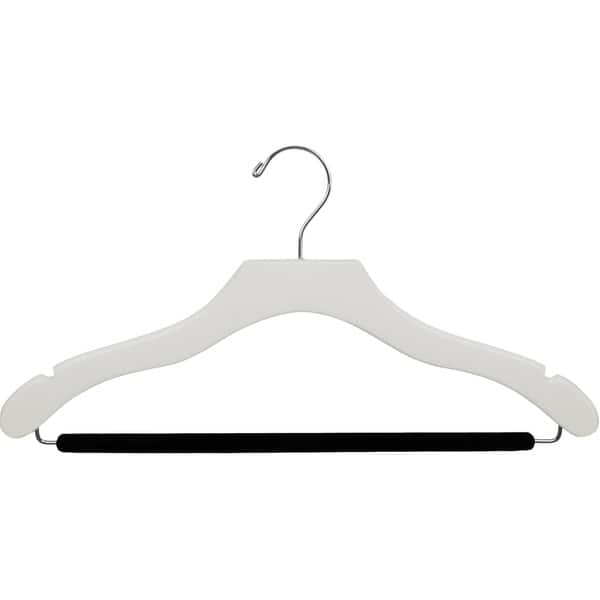 Wood Suit Hanger w/ Velvet Non-Slip Bar, Box of 25 Space Saving 17 Inch  Flat Wooden Hangers w/ Walnut Finish & Chrome Hook & Notches for Shirt  Dress