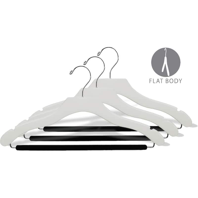 White Wavy Suit Hanger with Non-slip Bar (Box of 25)