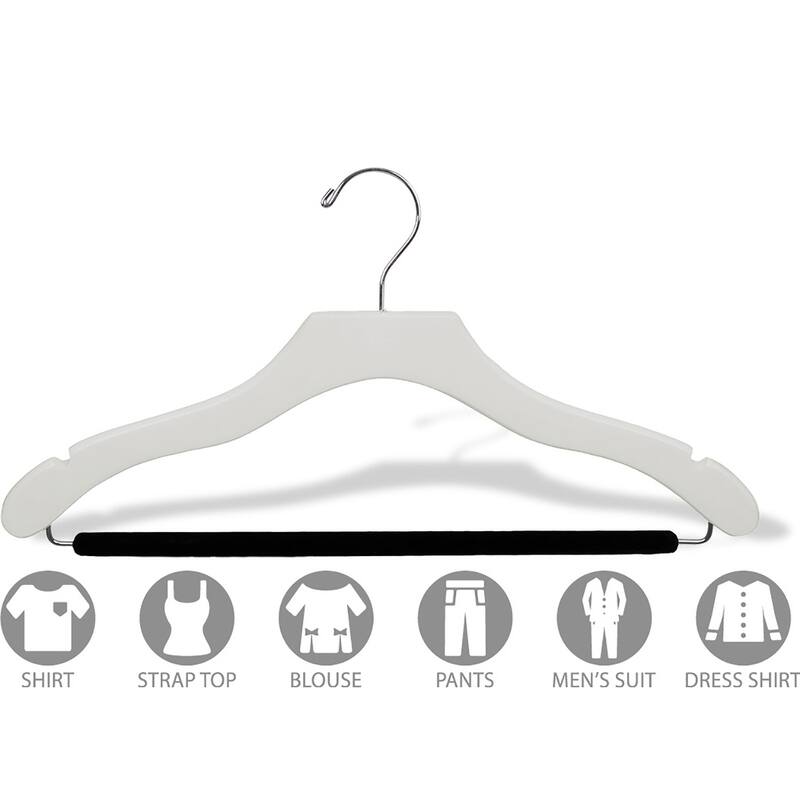 White Wavy Suit Hanger with Non-slip Bar (Box of 25)