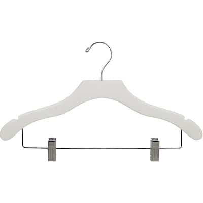 White Notched Wavy Combo Hanger with Clips (Case of 50)