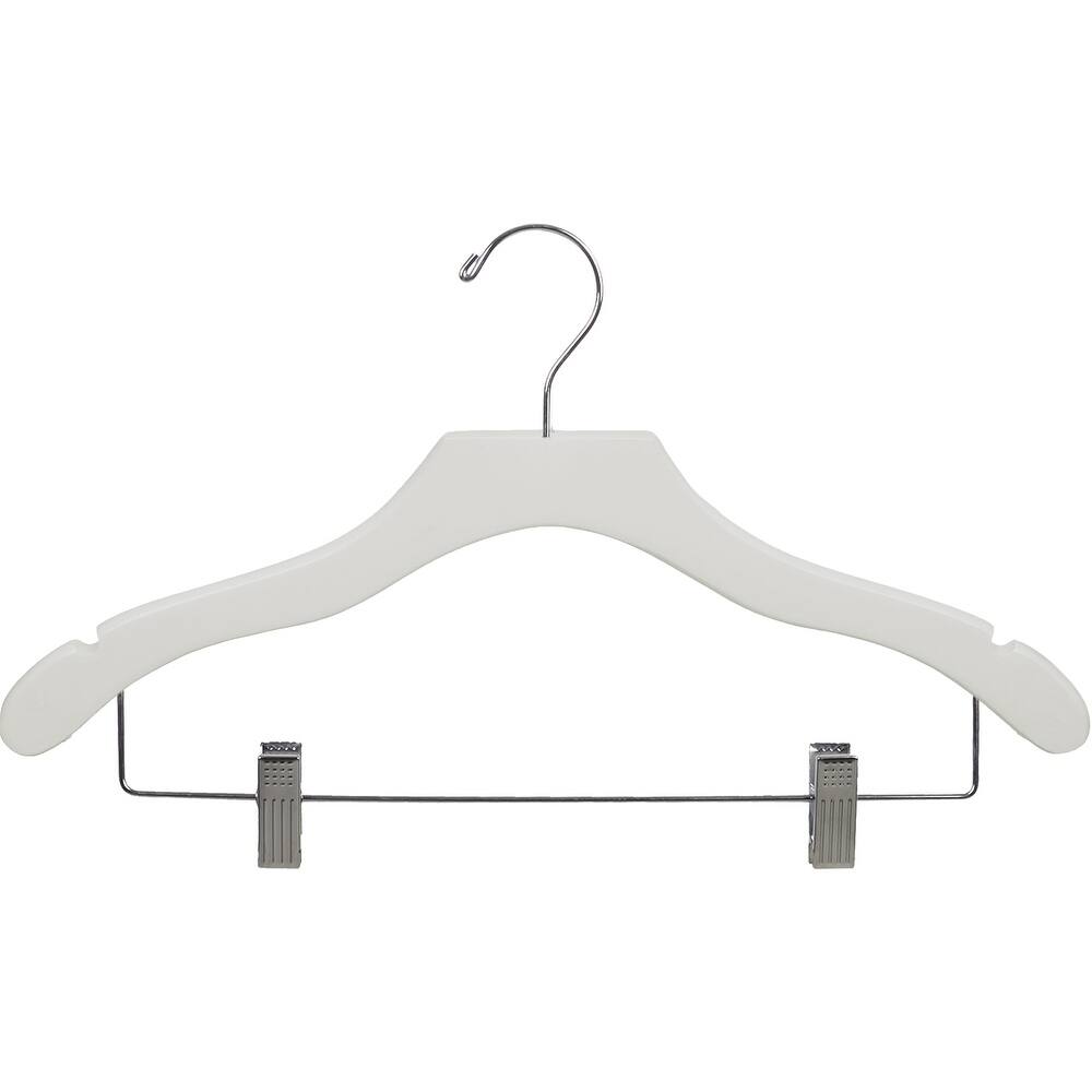 White Notched Wavy Combo Hanger with Clips (Case of 50)