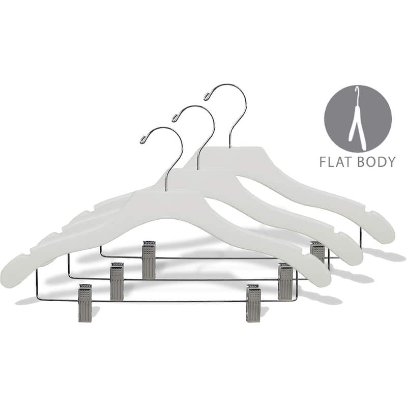 White Notched Wavy Combo Hanger with Clips (Case of 50)