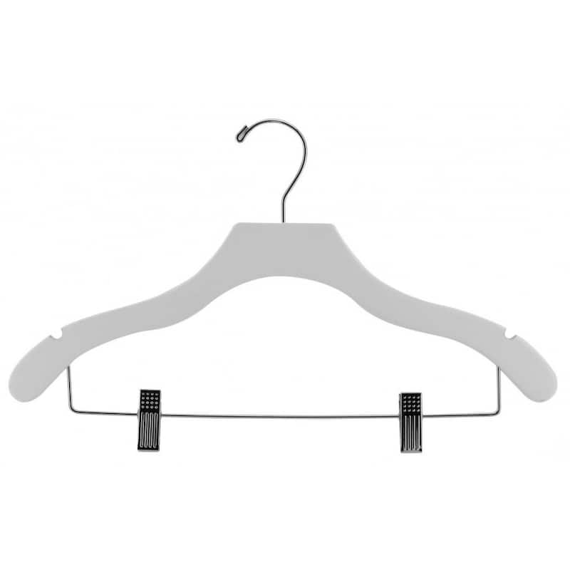 White Notched Wavy Combo Hanger with Clips (Case of 50)