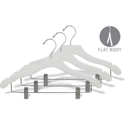 White Wavy Combo Hanger with Adjustable Cushion Clips and Notches (Case of 100)