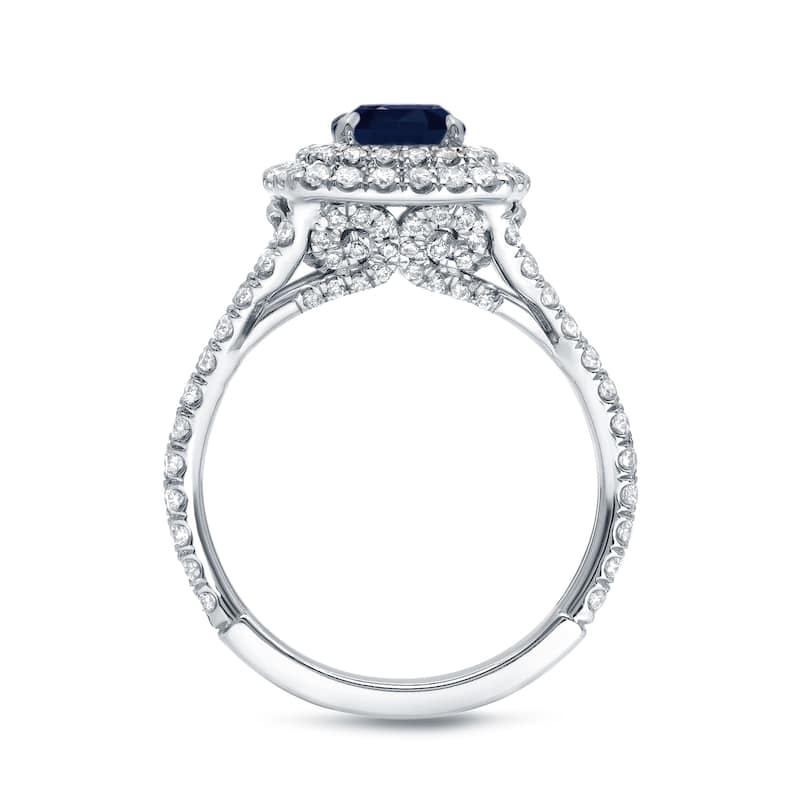 Auriya 18k Gold 1ct Cushion-cut Sapphire Halo Diamond Engagement Ring 1ctw (F-G, SI1-SI2)