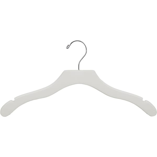 White Wavy Top Hanger Box of 25 Flat Hangers with Notches and