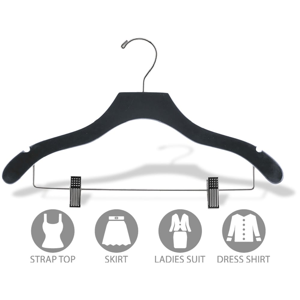 Matte Black Plastic Combo hanger with Adjustable Clips and Notches