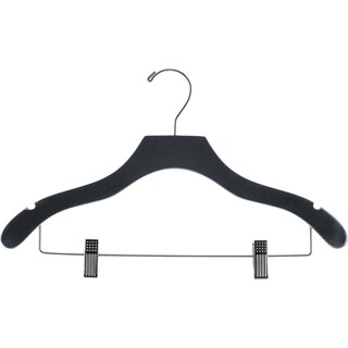 Matte Black Plastic Combo hanger with Adjustable Clips and Notches, (Box of  50) 