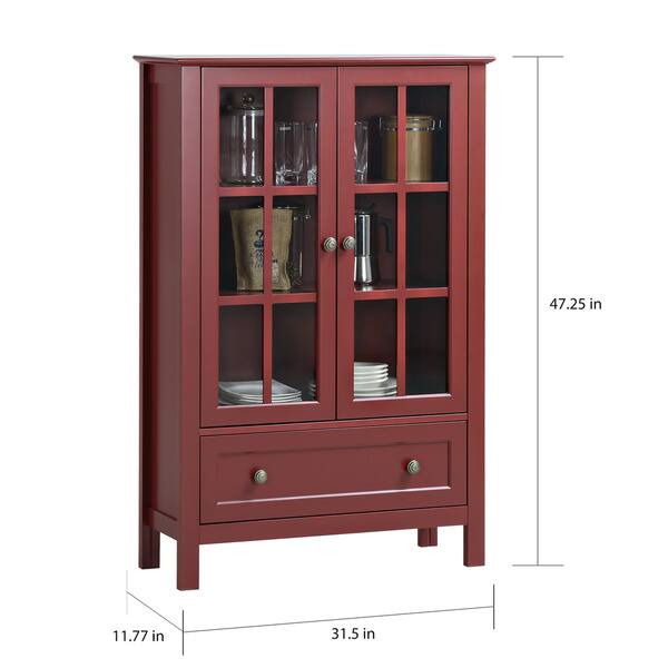 Shop Glass 2 Door Tall Cabinet With Drawer Free Shipping Today