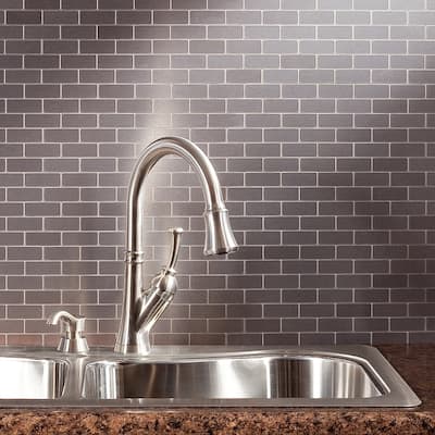 Aspect 12x4-inch Subway Stainless Matted Metal 15-Square Foot Kit