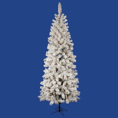 4.5' x 26" Flocked Pacific Tree with 150 Frosted Warm White Italian LED Lights