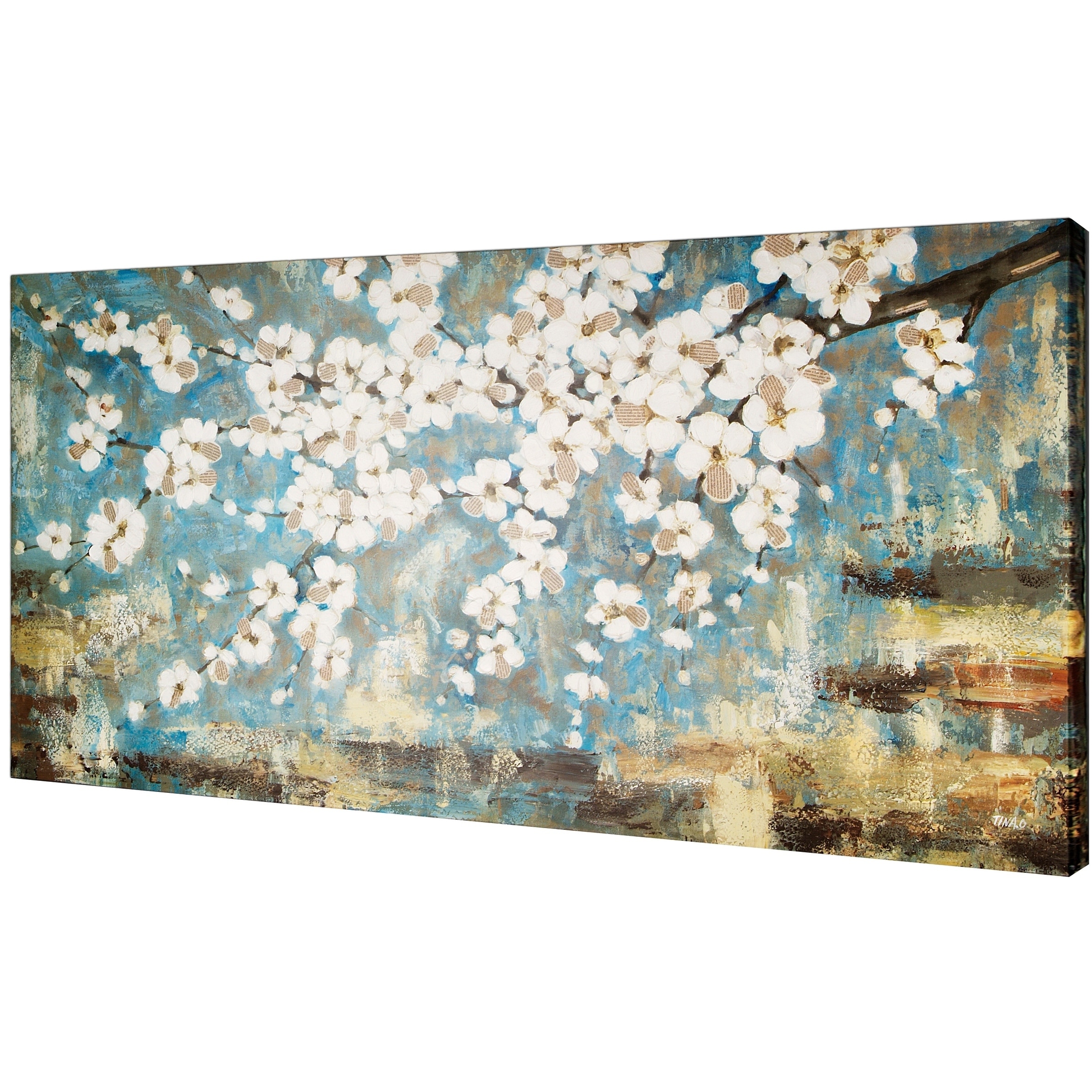 Shop Blue Blossom 30 Inch X 60 Inch Oil Wall Art Overstock 10606610