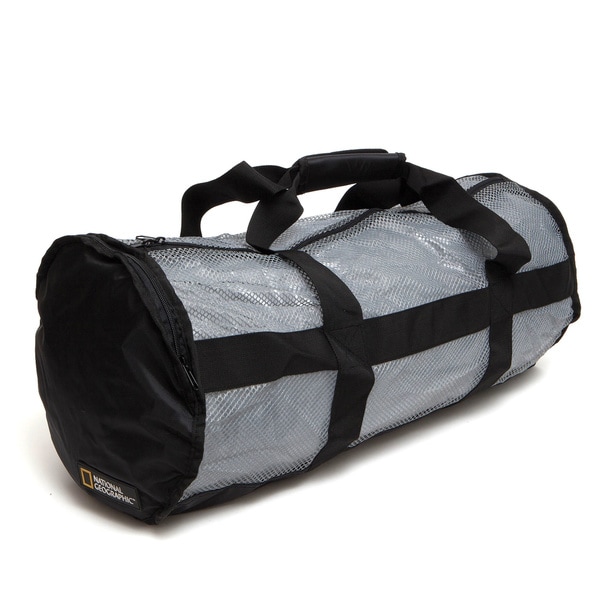 National Geo Clamshell Deluxe Drawstring 2 Pocket Duffle Ti/Blk
