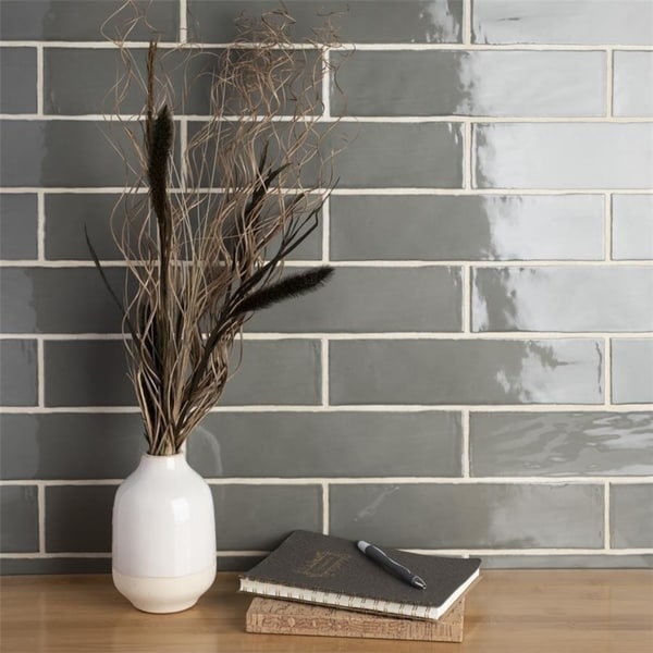 Shop SomerTile 3x12-inch Gloucester Grey Ceramic Wall Tile ...