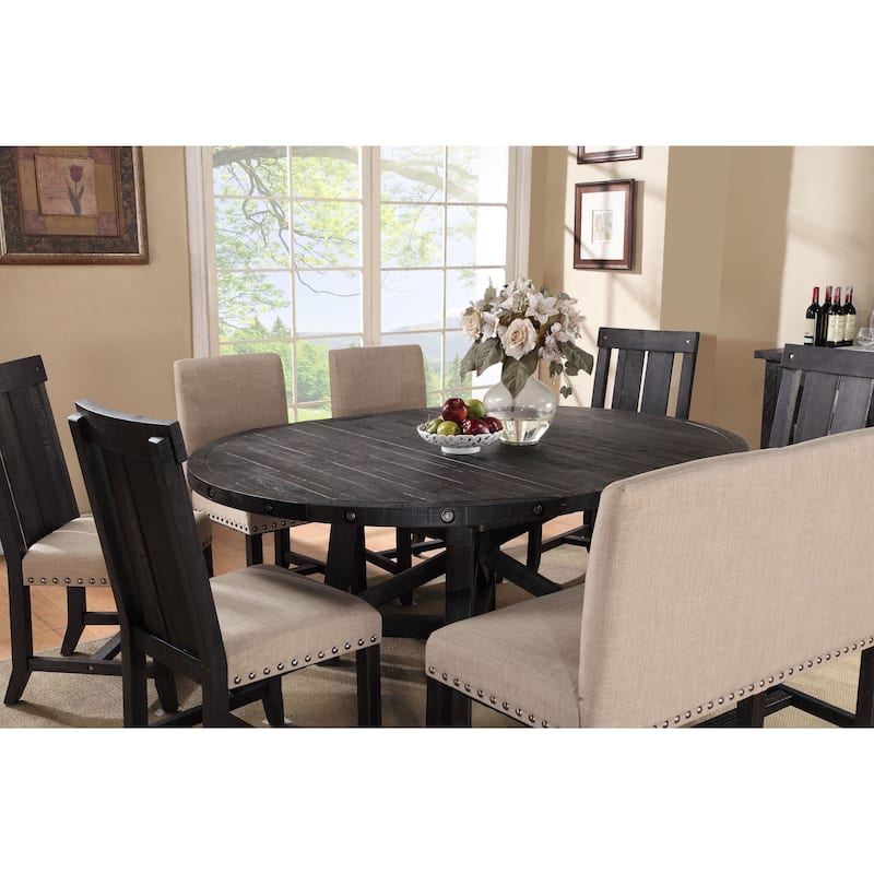 Industrial Solid Wood Round Extension Table