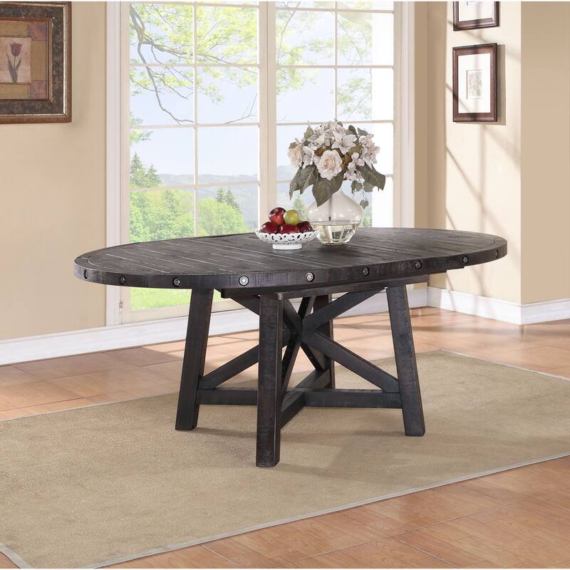 Industrial Solid Wood Round Extension Table - Table