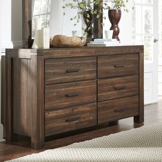 Wire Brushed Six Drawer Solid Wood Dresser In Brick Brown On Sale Overstock 10608394