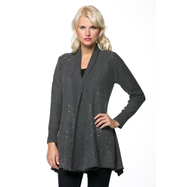 High Secret Women's Long Sleeve Glitter Embellished Cardigan