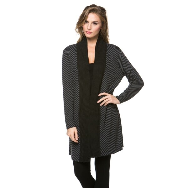 High Secret Women's Chevron Design Open Front Cardigan