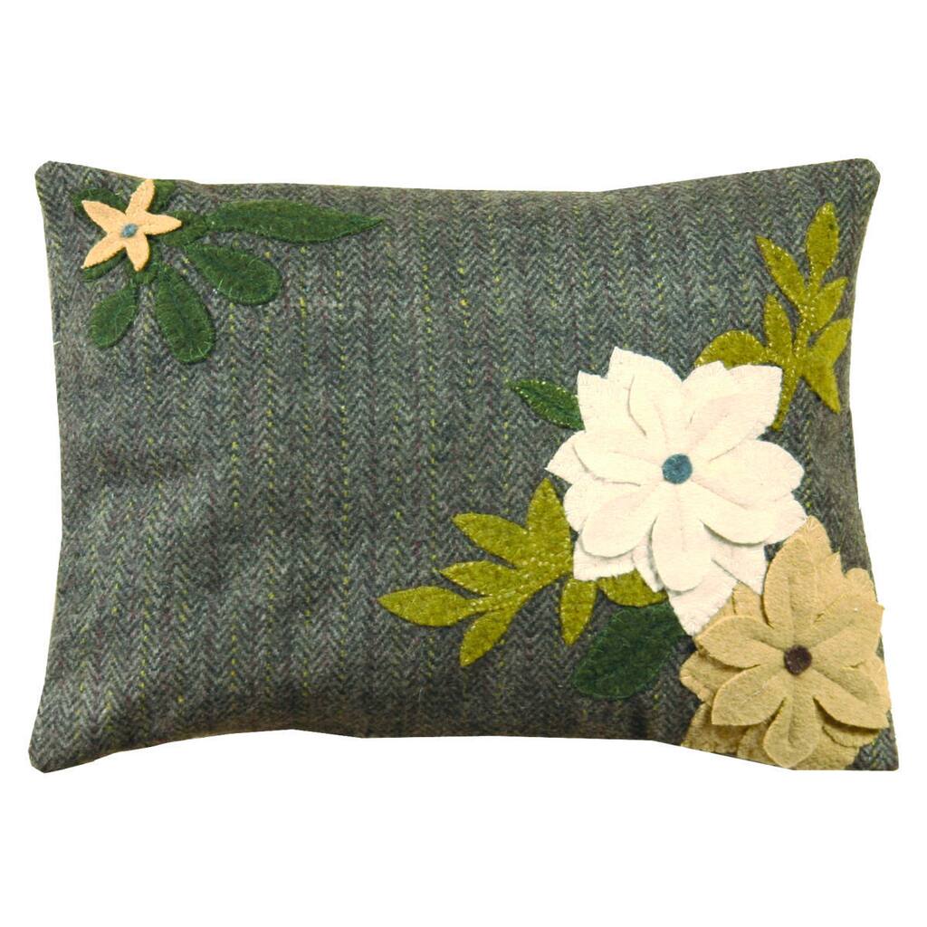 Buttercup Flower 16-inch Applique Wool Pillow