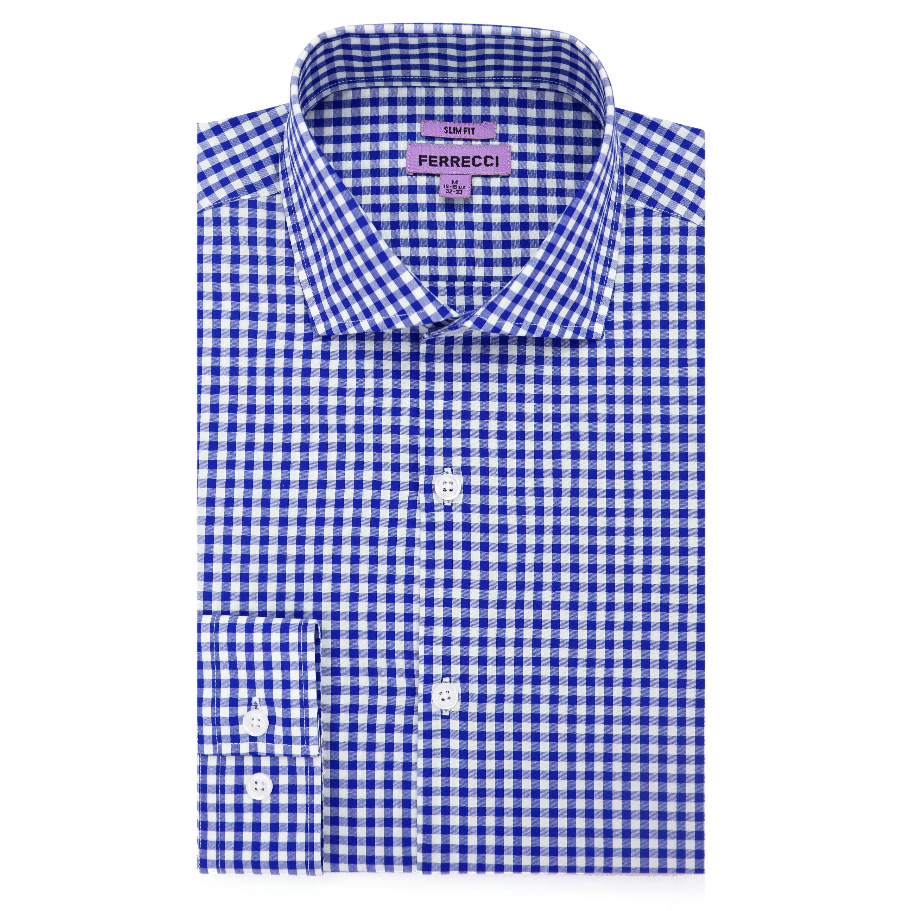 blue and white checkered men's dress shirt