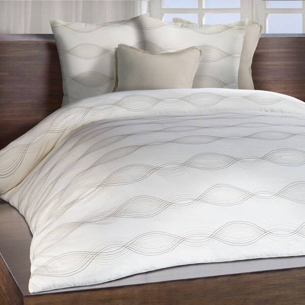 Shop Chauran Linea Ivory Embroidered Duvet Cover Free Shipping