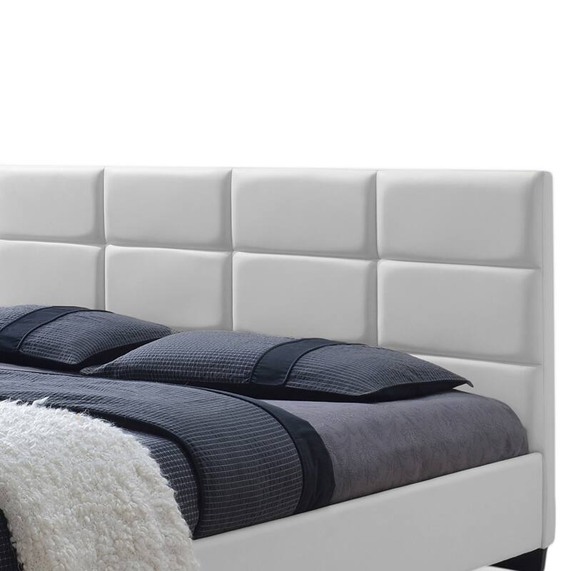 Baxton Studio Vivaldi Contemporary White Faux Leather Padded Platform Base Bed