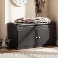 Baxton Studio Margaret Contemporary Dark Brown Wood 2-door Shoe Cabinet with Faux Leather Bench