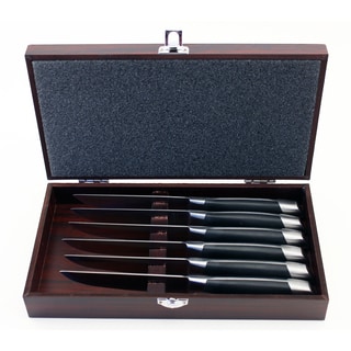 Viking 6-Piece Pakka Wood Steak Knife Set with Gift Box (Red)