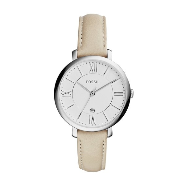 Shop Fossil Women's 'Jacqueline' White Leather Slim Watch - Free ...