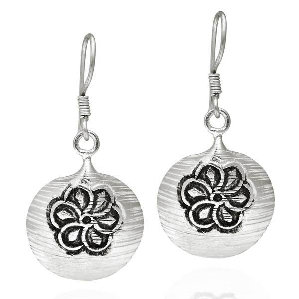 Handmade Flower Pod Thai Karen Hill Tribe Silver Dangle Handmade Flower Pod Thai Karen Hill Tribe Silver Dangle