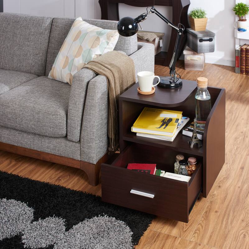 Sove Modern Brown 20-inch 1-Shelf and 1-Drawer Side Table by Furniture of America