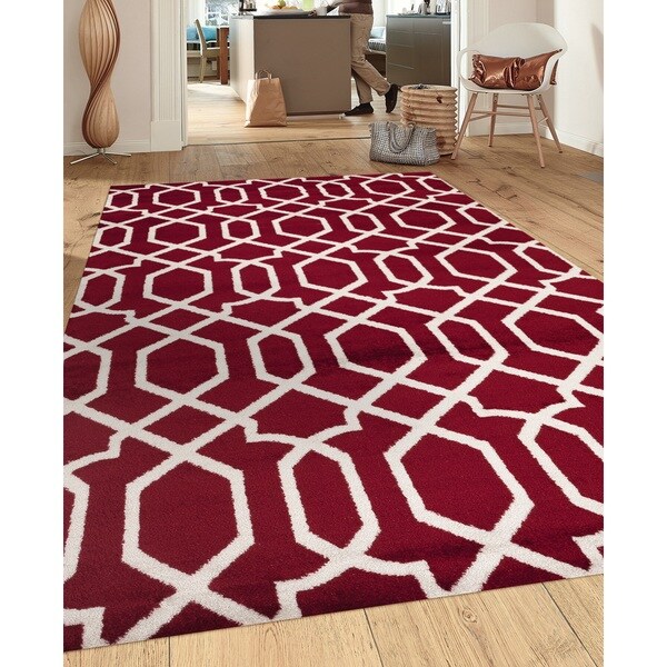 Shop Contemporary Trellis Design Red 2 ft. x 3 ft. Indoor Area Rug 2