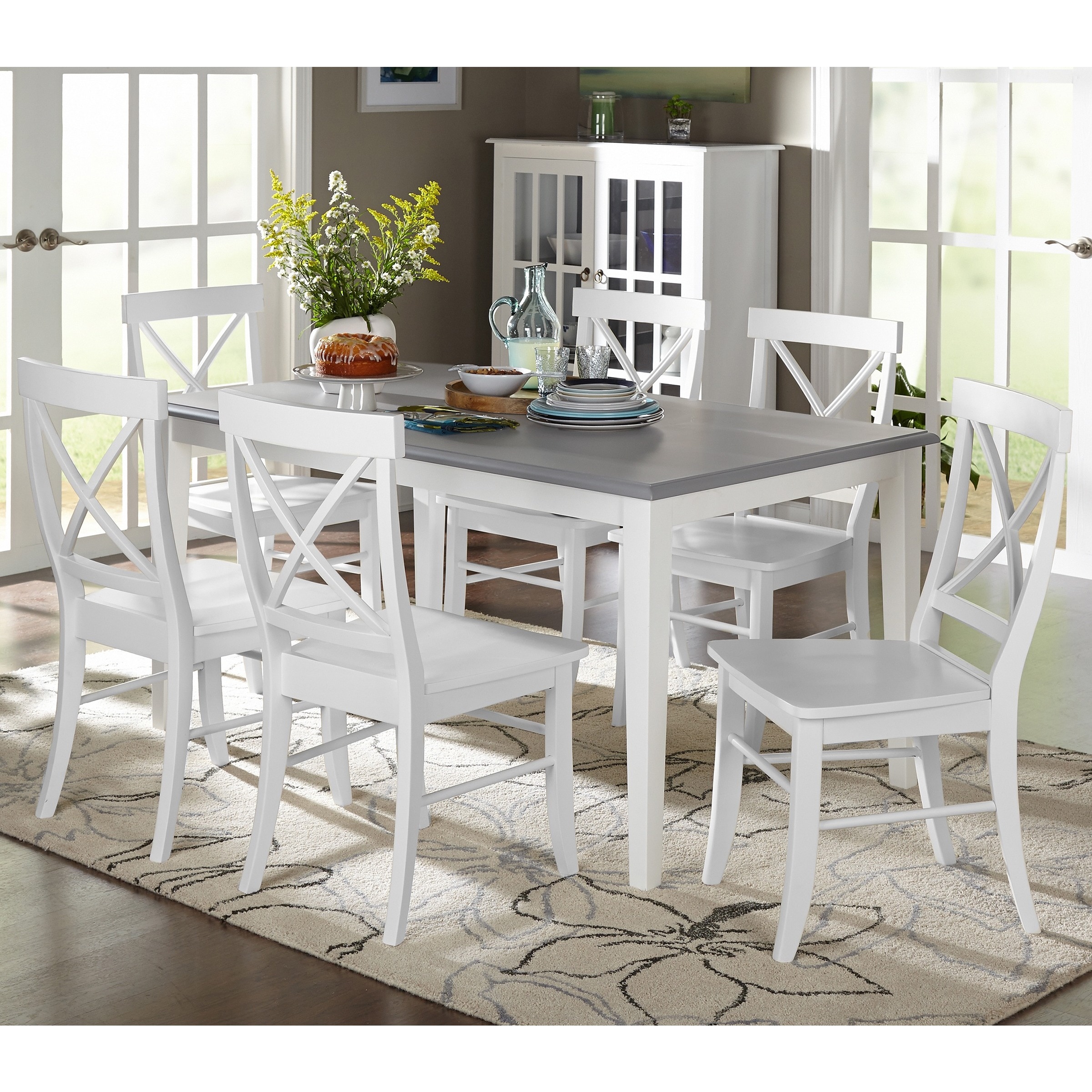 Simple Living 7 Piece Helena Dining Set Free Shipping Today Simple Living 7 Piece Helena Dining Set Free Shipping Today 10609985 Grey