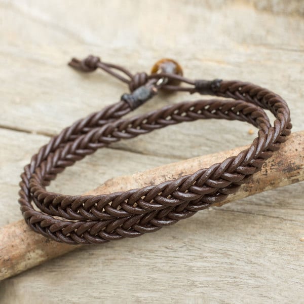 Shop Double Brown Rich Supple Brown Leather Hand Braided With Tiger's 