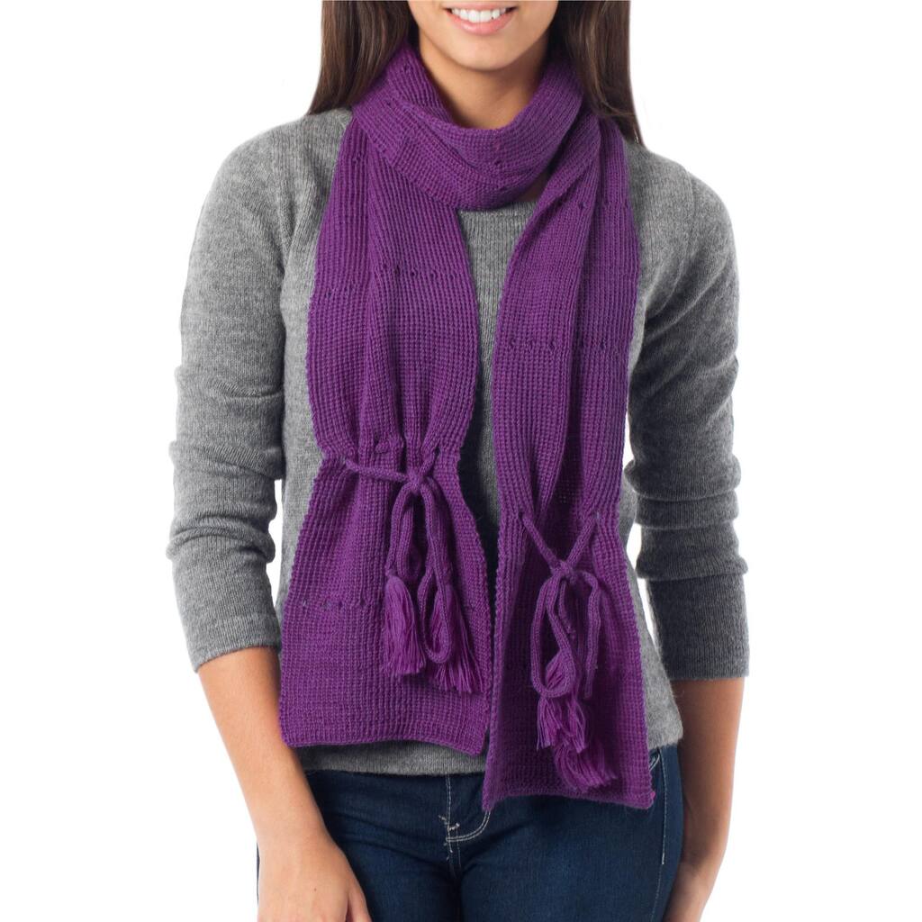 Handmade Alpaca 'Purple Andean Orchid' Scarf (Peru)
