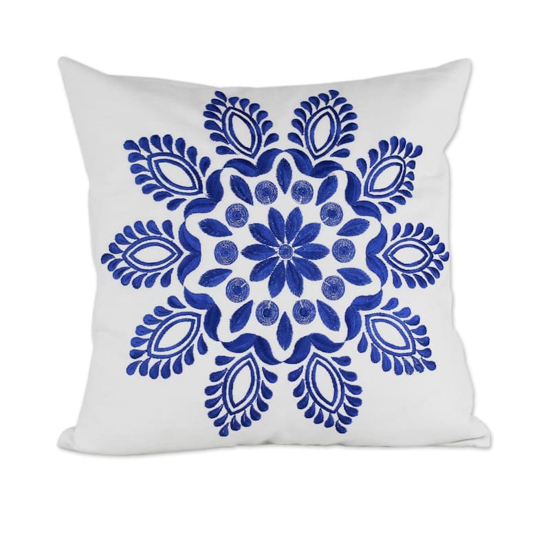 Handmade Set of 2 Cotton 'Blue Delhi Splendor' Cushion Covers (India)