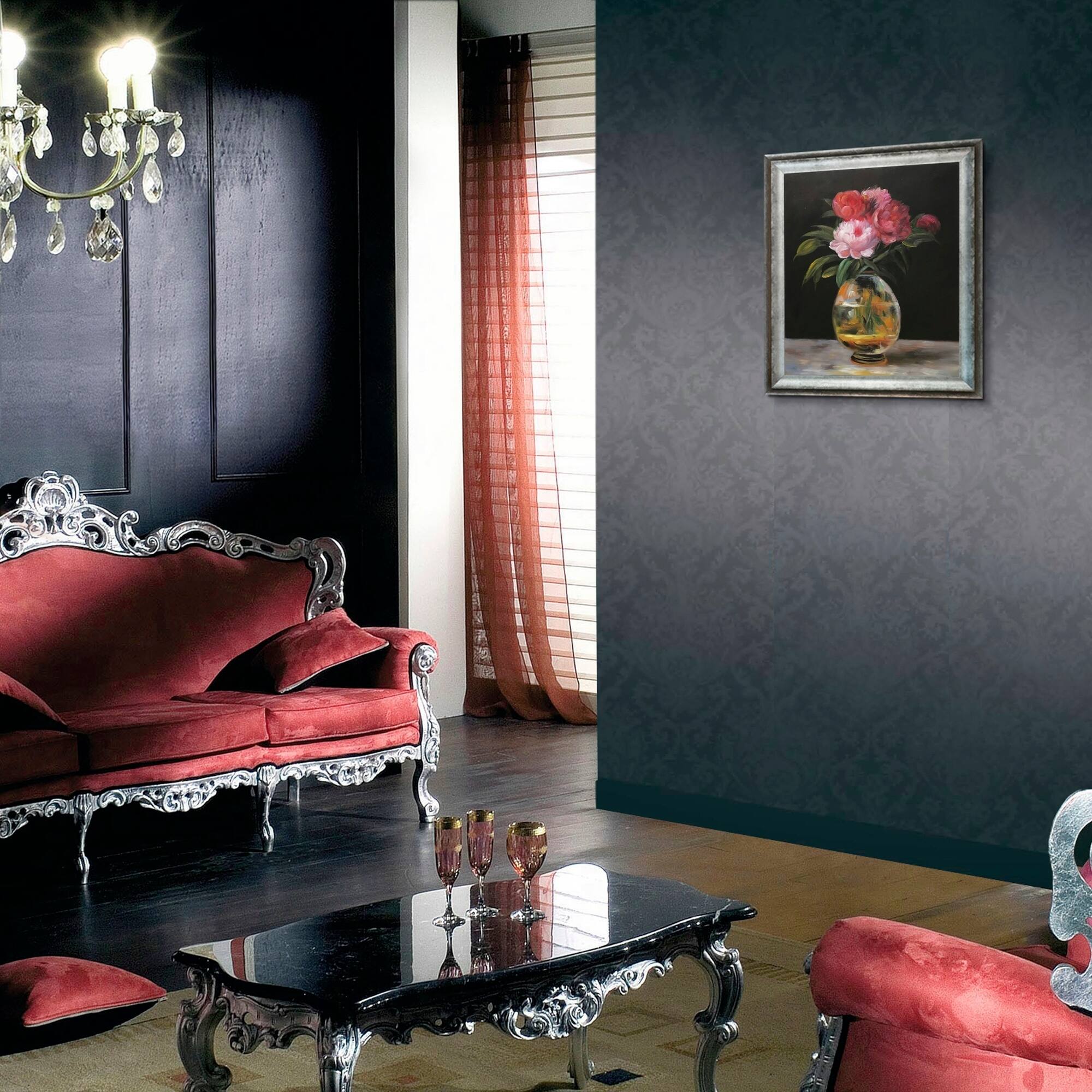 La Pastiche Edouard 'Bouquet of Flowers' Hand Painted Framed