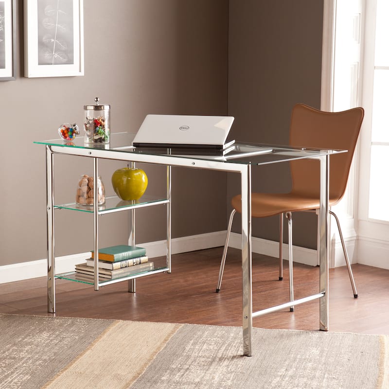SEI Furniture Liberty Chrome/ Glass Desk